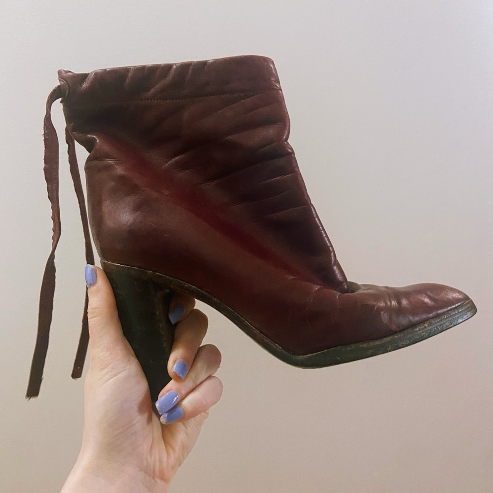 Vintage red leather boots